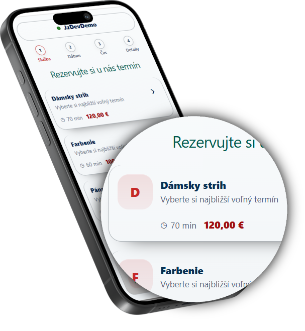 Ukážka rezervačného widgetu TvojBooking na mobile